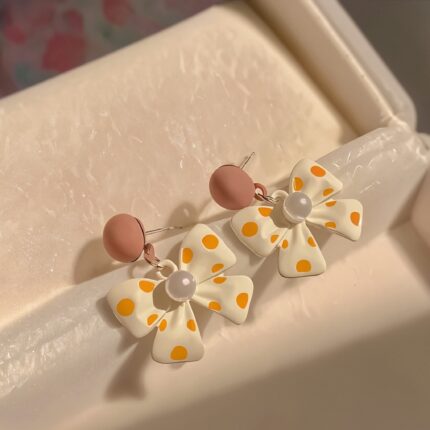 Lovely Bow Pendant Pearl Earrings